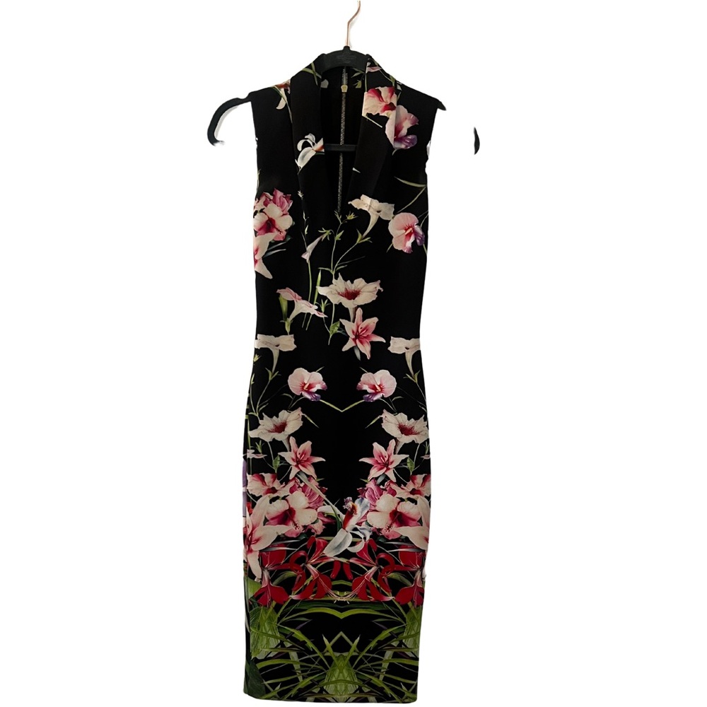 Ted Baker Jalita Mirrored Tropics  Midi Dress Size 0